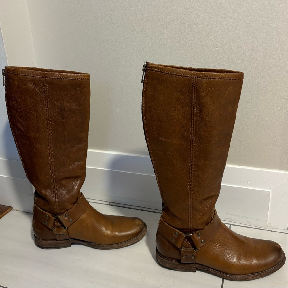 Frye Cognac Brown Leather Riding Boots